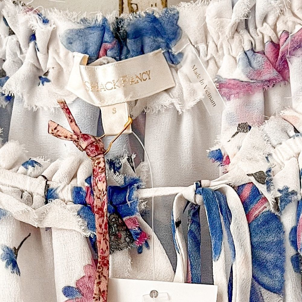 (60% OFF) NWT LOVESHACKFANCY Popover Floral Chiffon Mini Dress Small MSRP $589 - Picture 9 of 9